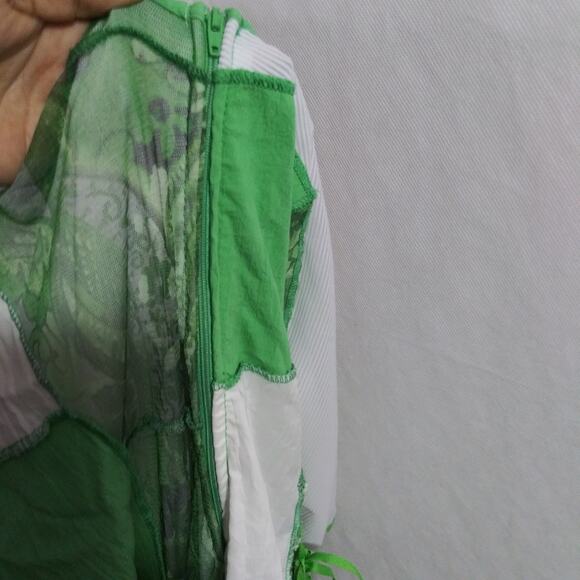 C'Fait Pour Vous Paris Green Abstract Layered Asymmetrical Fairy Boho Dress 2 - Picture 15 of 15